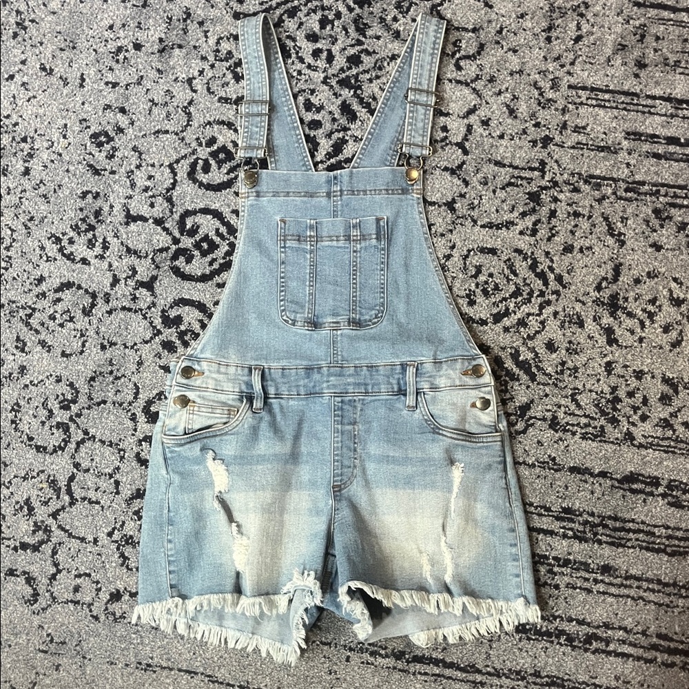 SET OF TWO! Venus deep v long sleeve top Size 4 RED and Denim overalls size 4 - Picture 6 of 9